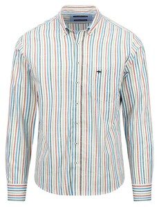 Fynch-Hatton Multi Stripe Button Down Overhemd Vibrant Blue-Multi