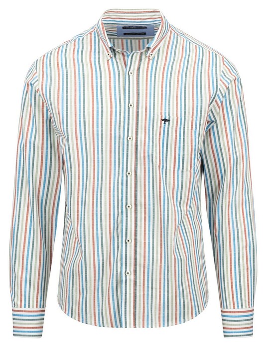 Fynch-Hatton Multi Stripe Button Down Shirt Vibrant Blue-Multi