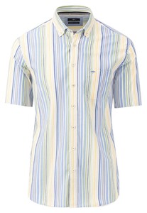 Fynch-Hatton Multi Stripe Short Sleeve Shirt Leaf Green