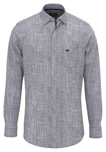 Fynch-Hatton New Slub Structure Pattern Button-Down Overhemd Navy