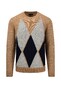 Fynch-Hatton O-Neck Argyle Fine Texture Knit Pullover Camel