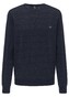 Fynch-Hatton O-Neck Checked Structure Merino Pullover Navy