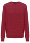 Fynch-Hatton O-Neck Checked Structure Merino Pullover Scarlet