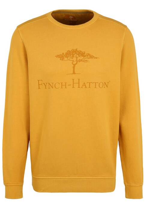 Fynch-Hatton O-Neck Chest Logo CmiA Cotton made in Africa Pullover Mustard