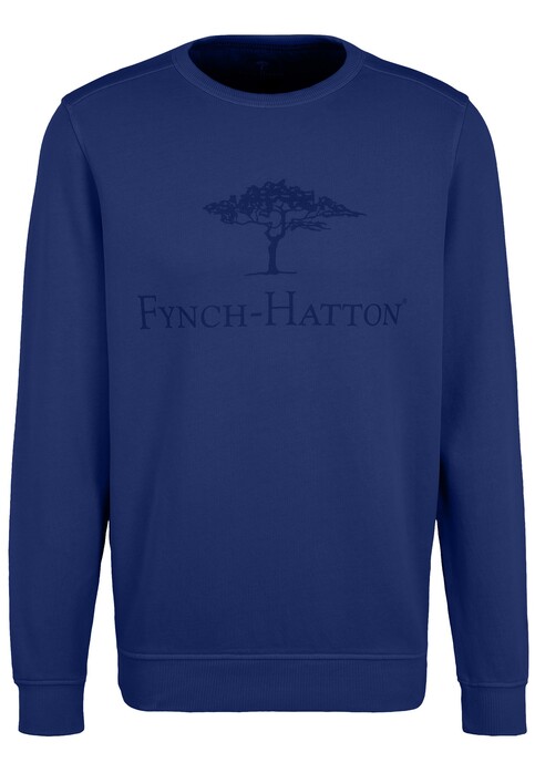 Fynch-Hatton O-Neck Chest Logo CmiA Cotton made in Africa Trui Ink