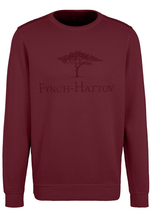 Fynch-Hatton O-Neck Chest Logo CmiA Cotton made in Africa Trui Merlot