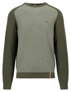 Fynch-Hatton O-Neck Colorblock Pullover Dark Khaki