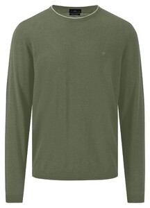 Fynch-Hatton O-Neck Cotton Linen Uni Pullover Dusty Olive