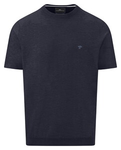 Fynch-Hatton O-Neck Cotton Linnen T-Shirt Navy