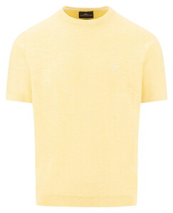 Fynch-Hatton O-Neck Cotton Linnen T-Shirt Pale Yellow