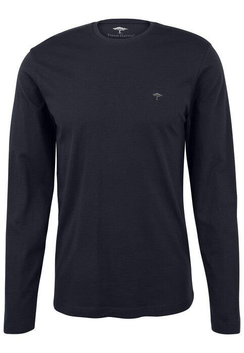 Fynch-Hatton O-Neck Cotton Longsleeve T-Shirt Navy