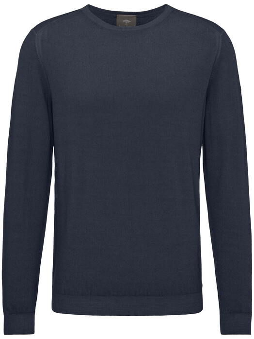 Fynch-Hatton O-Neck Garment Dyed Pullover Navy
