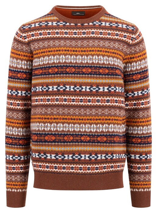 Fynch-Hatton O-Neck Jacquard Pattern Pullover Hazel