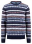 Fynch-Hatton O-Neck Jacquard Pattern Pullover Navy