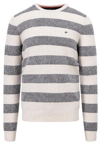 Fynch-Hatton O-Neck Lambswool Stripe Trui Winter White