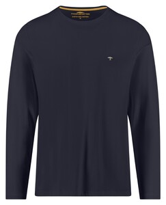 Fynch-Hatton O-Neck Long Sleeve Uni Color Cotton T-Shirt Navy
