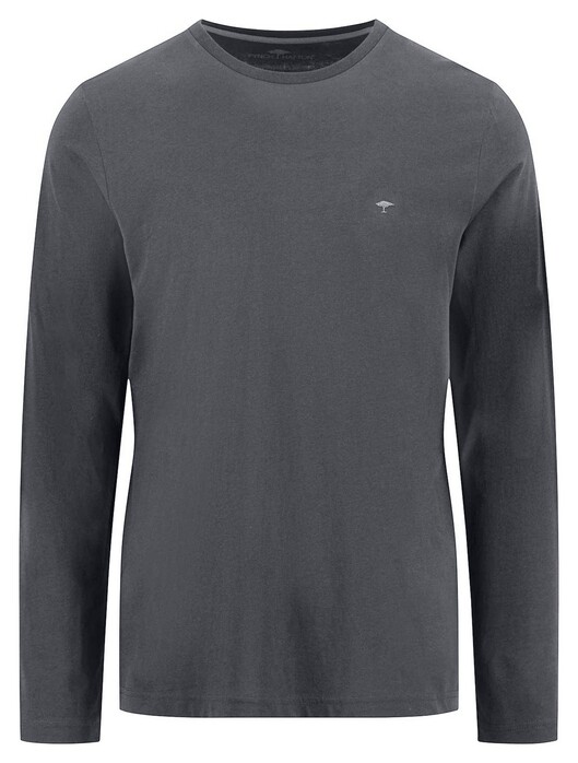 Fynch-Hatton O-Neck Longsleeve Cotton T-Shirt Asphalt