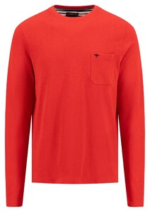 Fynch-Hatton O-Neck Longsleeve Heavy Slub Cotton T-Shirt Poppy Red