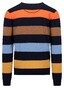 Fynch-Hatton O-Neck Merino Cashmere Blockstripe Pullover Navy