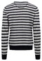 Fynch-Hatton O-Neck Merino Cashmere Fine Stripe Pullover Navy