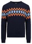 Fynch-Hatton O-Neck Merino Cashmere Jacquard Pullover Navy