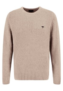 Fynch-Hatton O-Neck Merino Wool Blend Donegal Look Pullover Off White