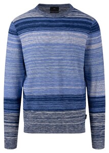 Fynch-Hatton O-Neck Multi Stripe Cotton Linen Pullover Midnight