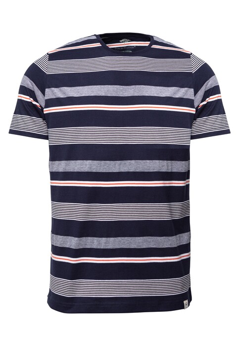 Fynch-Hatton O-Neck Multi Stripe T-Shirt Navy-Rood