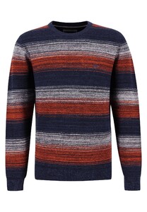 Fynch-Hatton O-Neck Multi Stripes Pullover Navy-Orangered