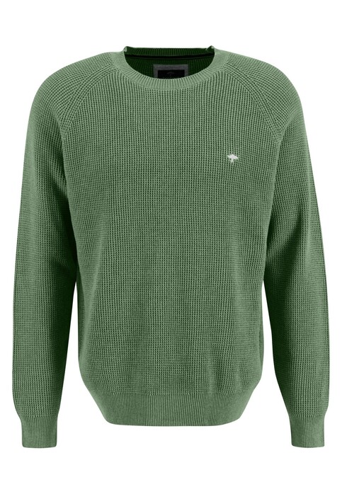 Fynch-Hatton O-Neck Raglan Uni Texture Knit Pullover Spring Green