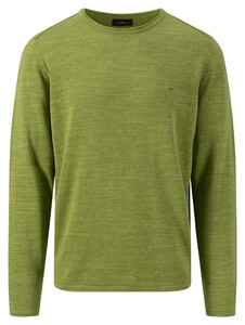 Fynch-Hatton O-Neck Slub Cotton Pullover Leaf Green