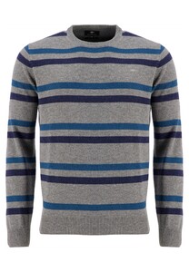 Fynch-Hatton O-Neck Stripes Pullover Silver-Blue
