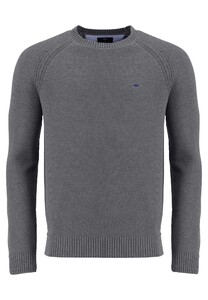 Fynch-Hatton O-Neck Structure Knit Pullover Steel