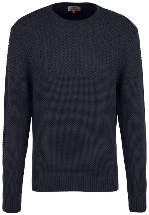 Fynch-Hatton O-Neck Structure Mix Pullover Navy