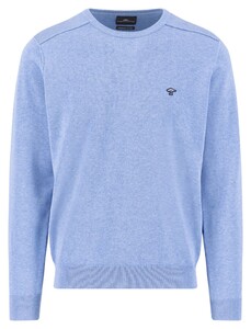 Fynch-Hatton O-Neck Superfine Cotton Trui Crystal Blue