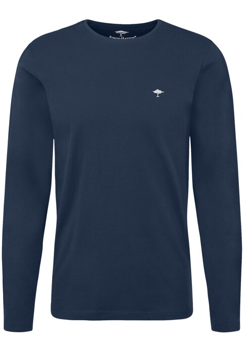 Fynch-Hatton O-Neck T-Shirt Long Sleeve T-Shirt Navy Melange