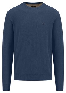 Fynch-Hatton O-Neck Uni Color Cotton Structure Trui Night