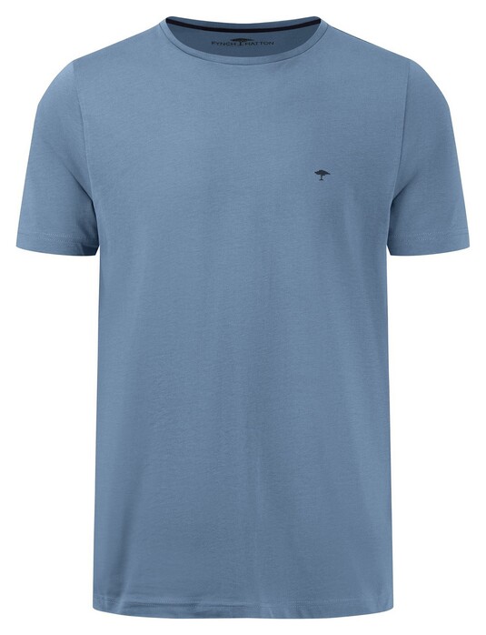 Fynch-Hatton O-Neck Uni Color Cotton T-Shirt Cloud Blue