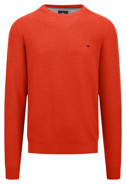 Fynch-Hatton O-Neck Uni Color Fine Texture Pullover Flame