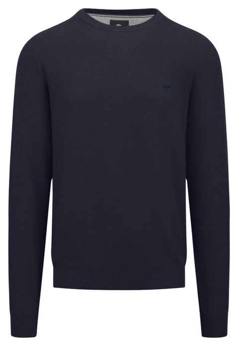 Fynch-Hatton O-Neck Uni Color Fine Texture Pullover Navy