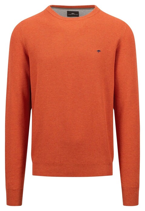 Fynch-Hatton O-Neck Uni Color Fine Texture Pullover Rust