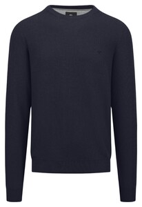 Fynch-Hatton O-Neck Uni Color Fine Texture Trui Navy