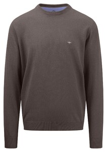 Fynch-Hatton O-Neck Uni Color Superfine Cotton Knit Trui Earth