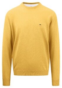 Fynch-Hatton O-Neck Uni Color Superfine Cotton Knit Trui Vivid Yellow