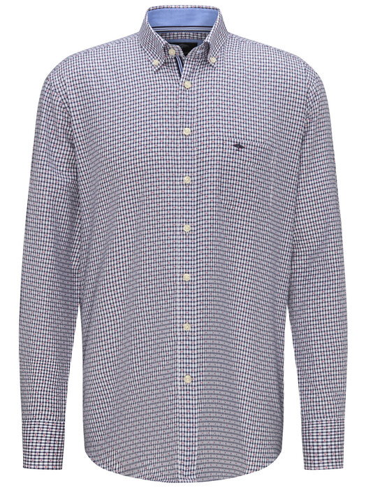 Fynch-Hatton Oxford Check Fine Contrast Shirt Navy