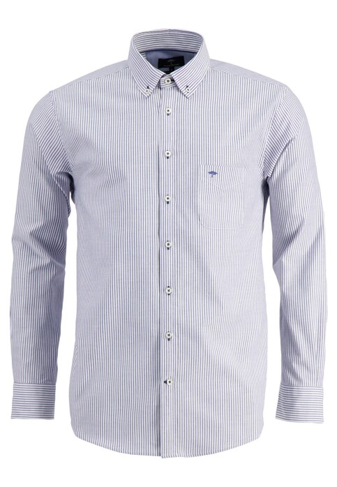 Fynch-Hatton Oxford Stripes Button Down Shirt Mid Blue