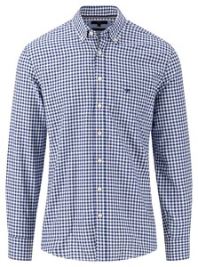 Fynch-Hatton Oxford Uni Color Check Button Down Overhemd Wave