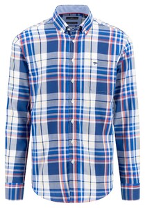 Fynch-Hatton Oxford Vibrant Multi Check Button-Down Overhemd Strong Blue