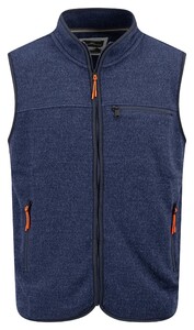 Fynch-Hatton Polar Fleece Uni Color Contrast Details Cardigan Navy