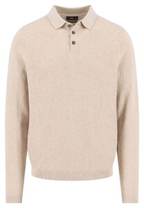 Fynch-Hatton Polo Collar Long Sleeve Winter Air Cotton Poloshirt Light Taupe